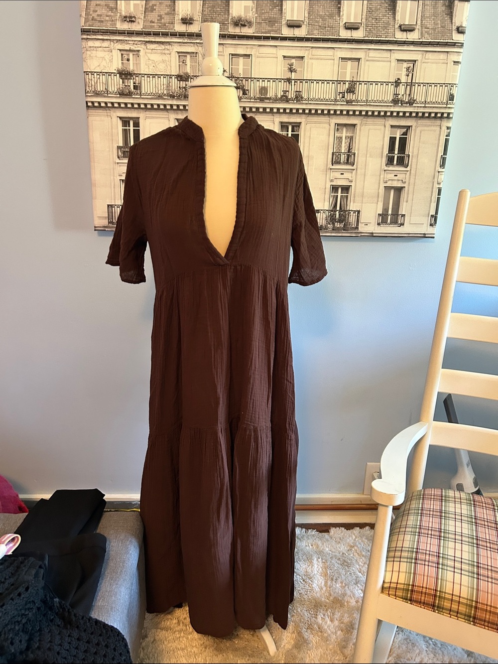 Anthropologie Chocolate Brown Tiered Maxi Dress